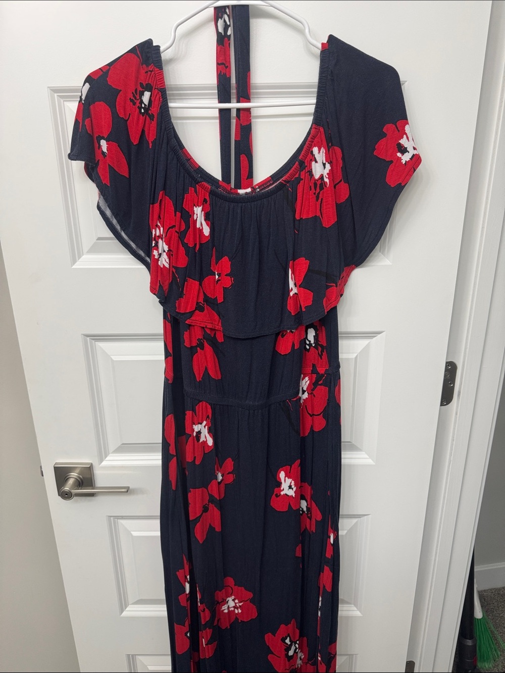 Lane Bryant Navy Maxi Dress with Red Floral Print